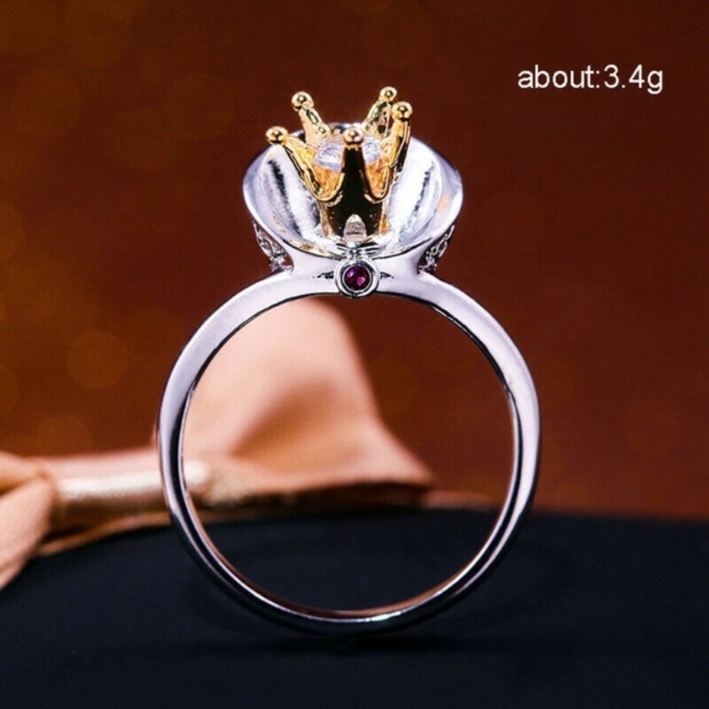 Very nice Two Tone 925 Silver White Sapphire Ring - Picture 3 of 5